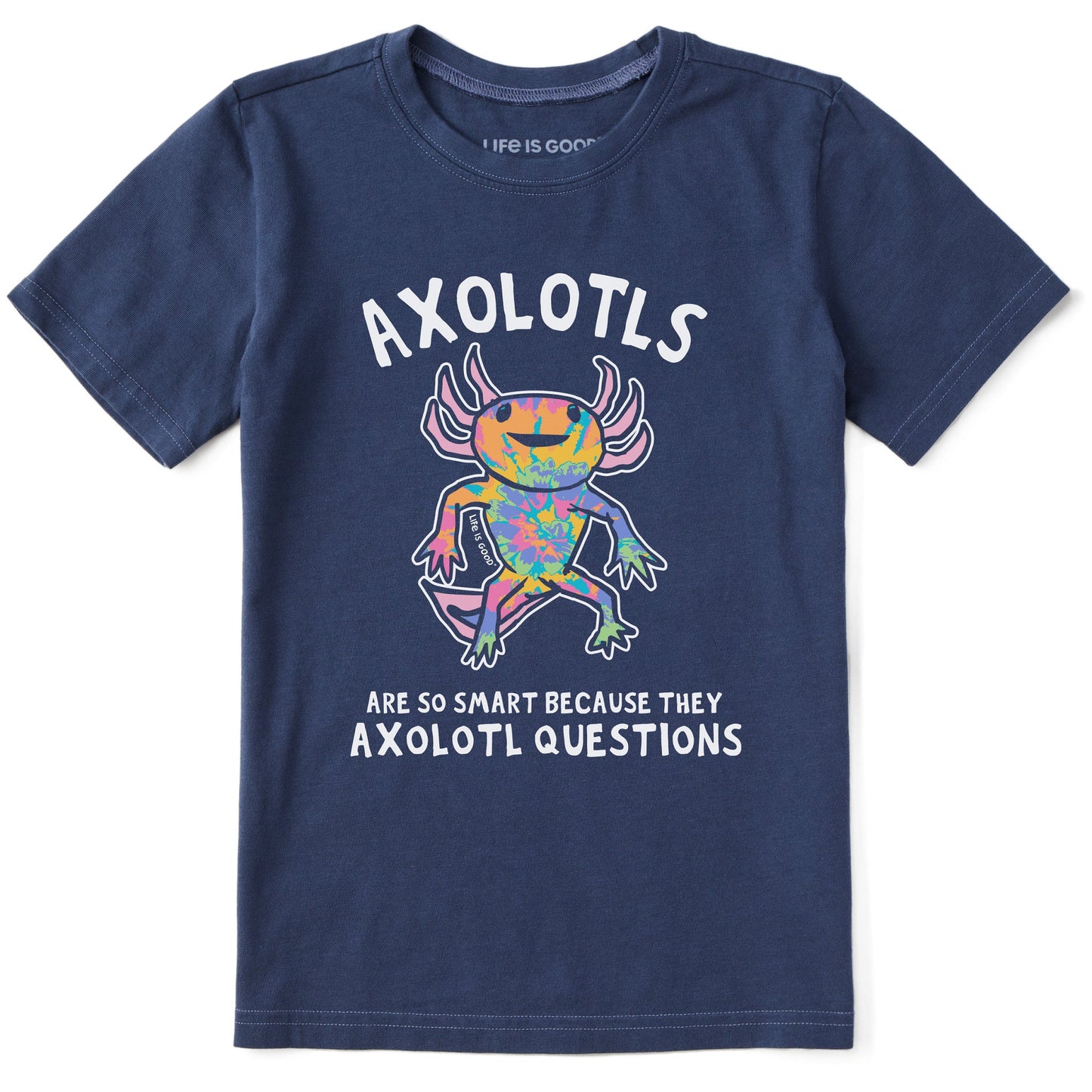 Kids Tie Dye Axolotl Questions Short Sleeve Crusher Tee