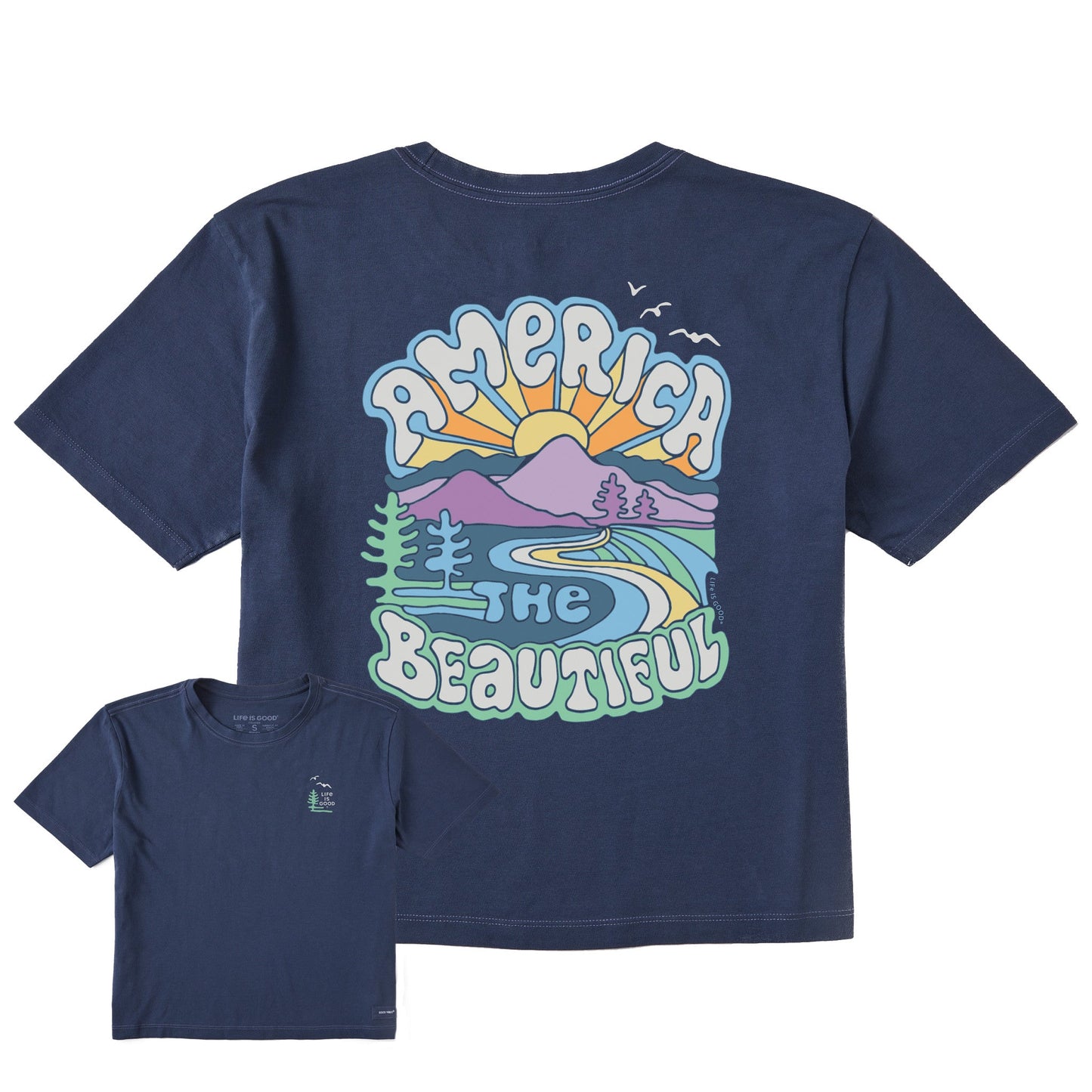 Women's America the Beautiful Short Sleeve Crusher Boxy Tee