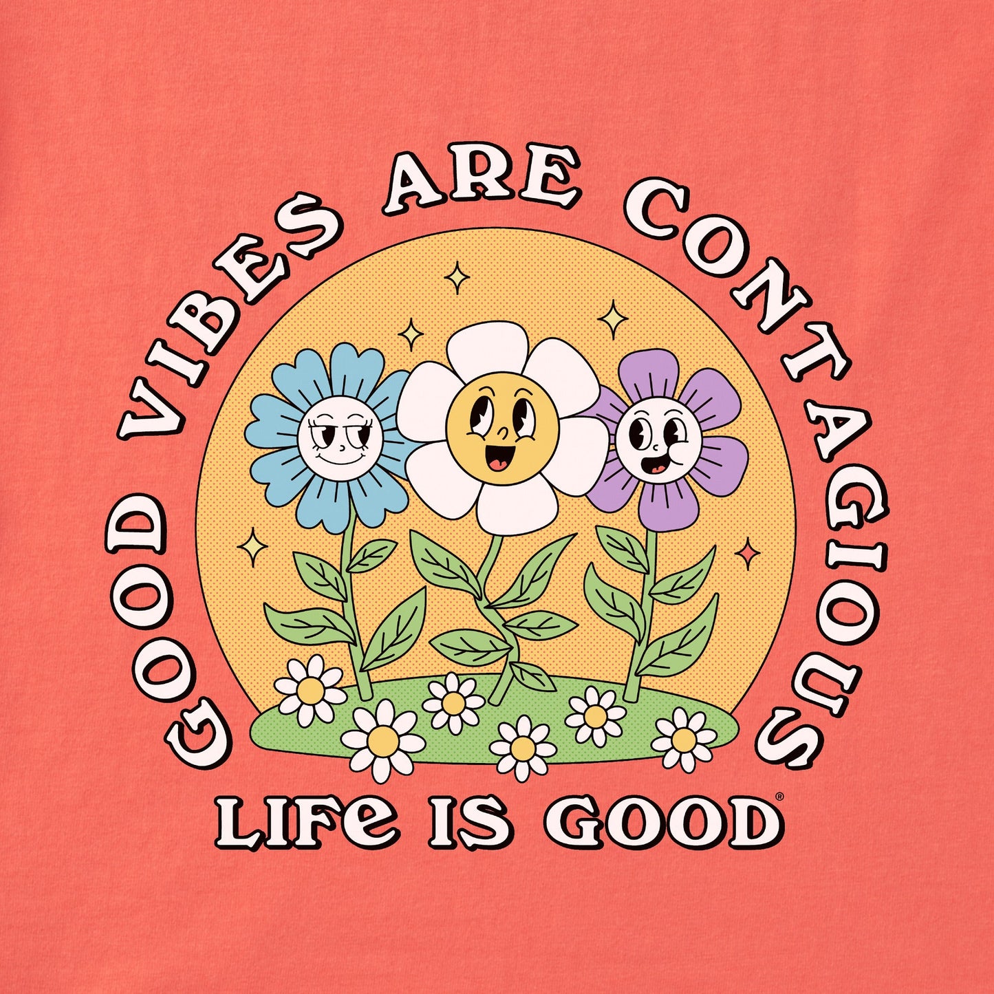Women's Good Vibes are Contagious Flowers Short Sleeve Crusher Boxy Tee