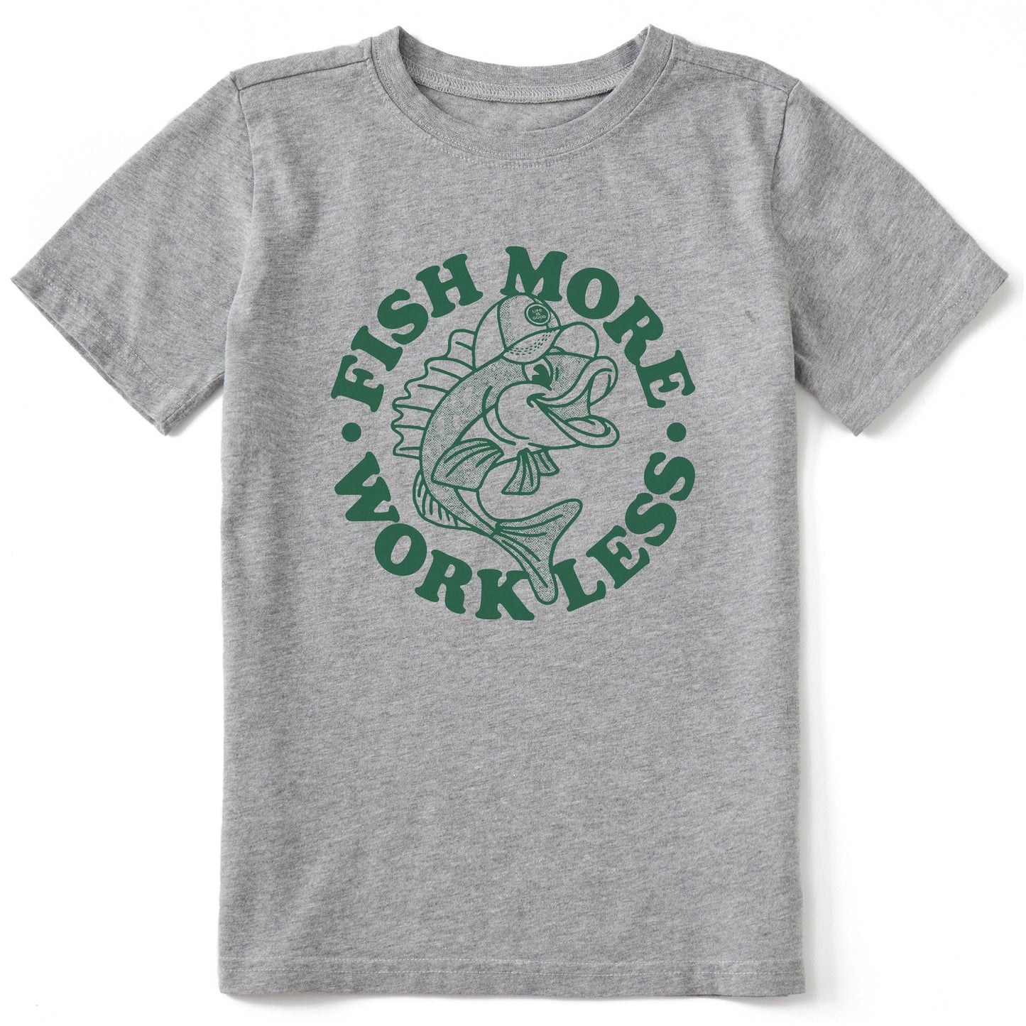 Kids Matchbook Fish More Work Less Short Sleeve Crusher Tee