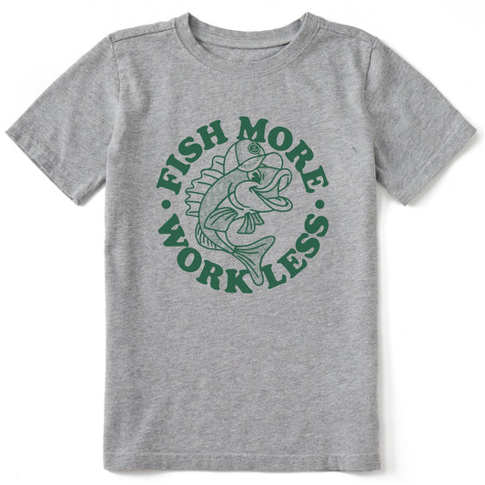 Kids Matchbook Fish More Work Less Short Sleeve Crusher Tee