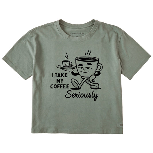 Women's Coffee Seriously Short Sleeve Crusher Boxy Tee