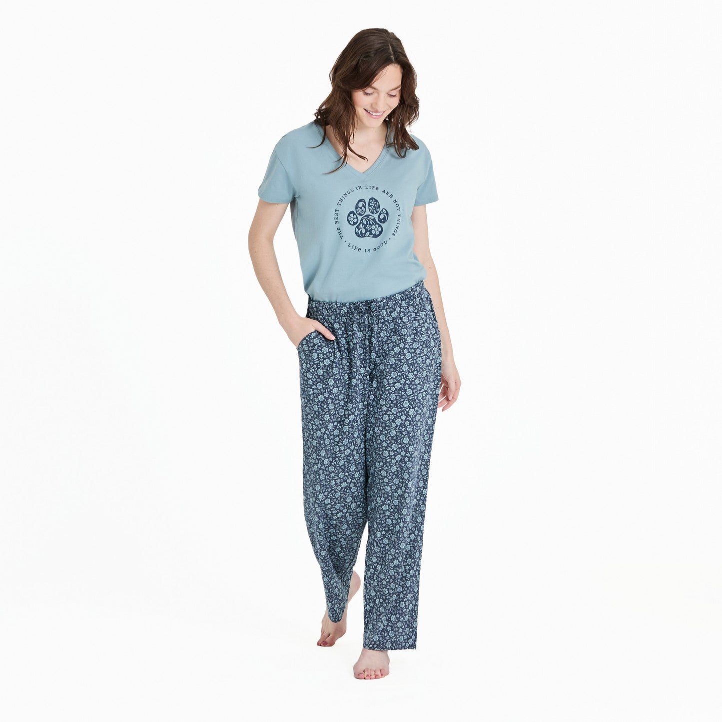Women's Floral Paw Pattern Snuggle Up Sleep Pant