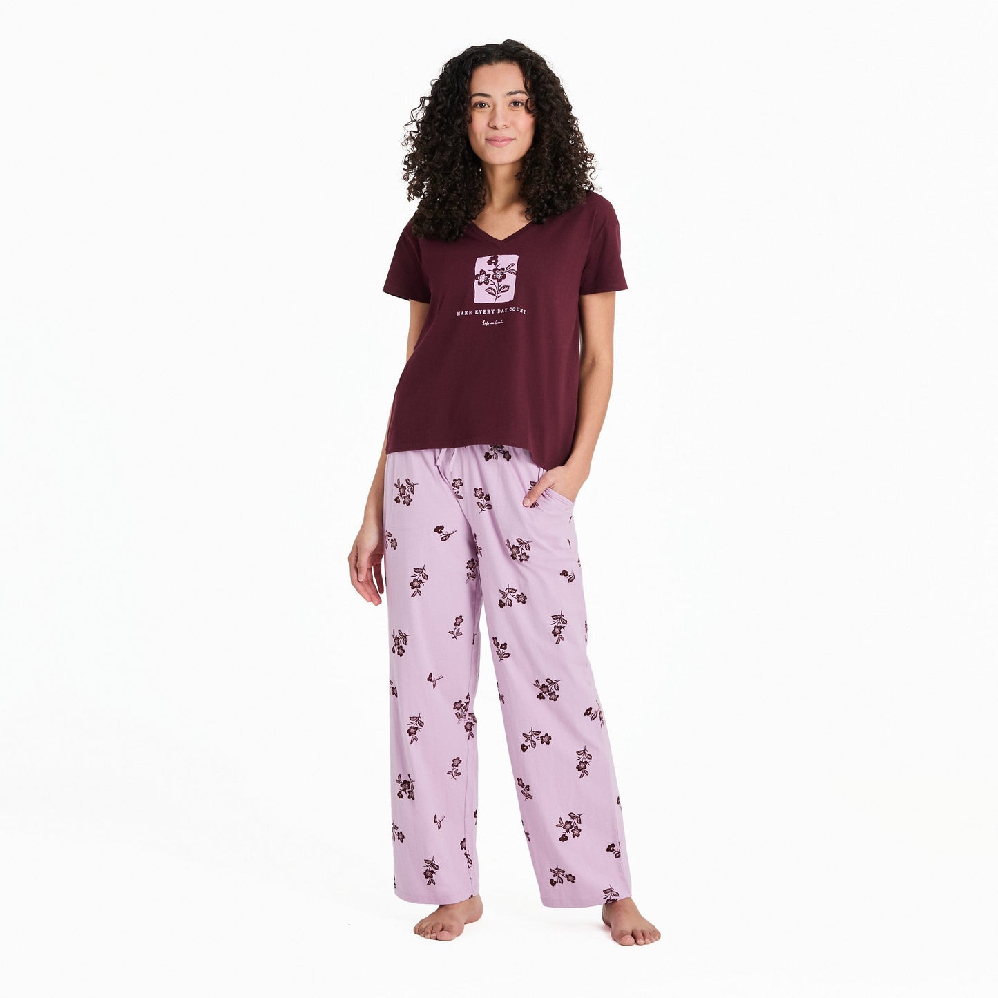 Women's Simple Blossom Pattern Snuggle Up Sleep Pant