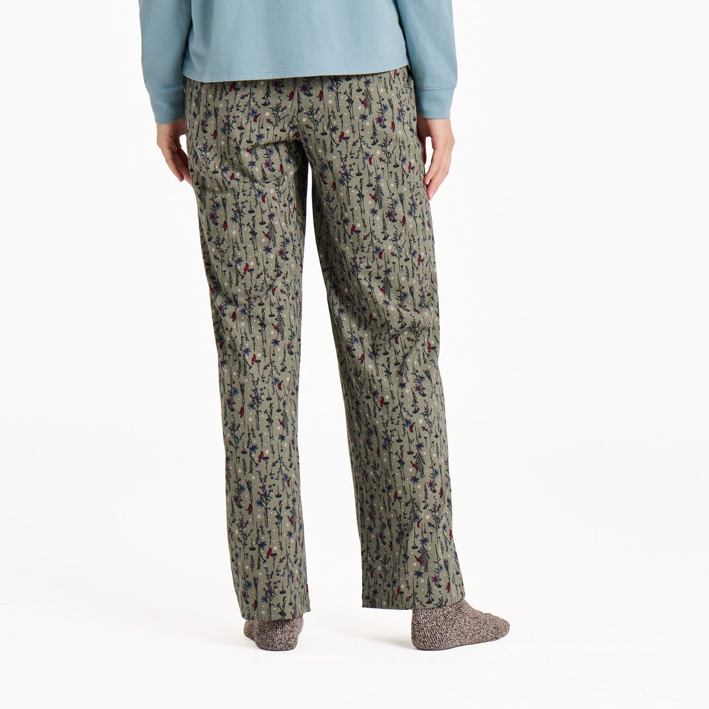 Women's Cardinal Winter Floral Pattern Snuggle Up Sleep Pant