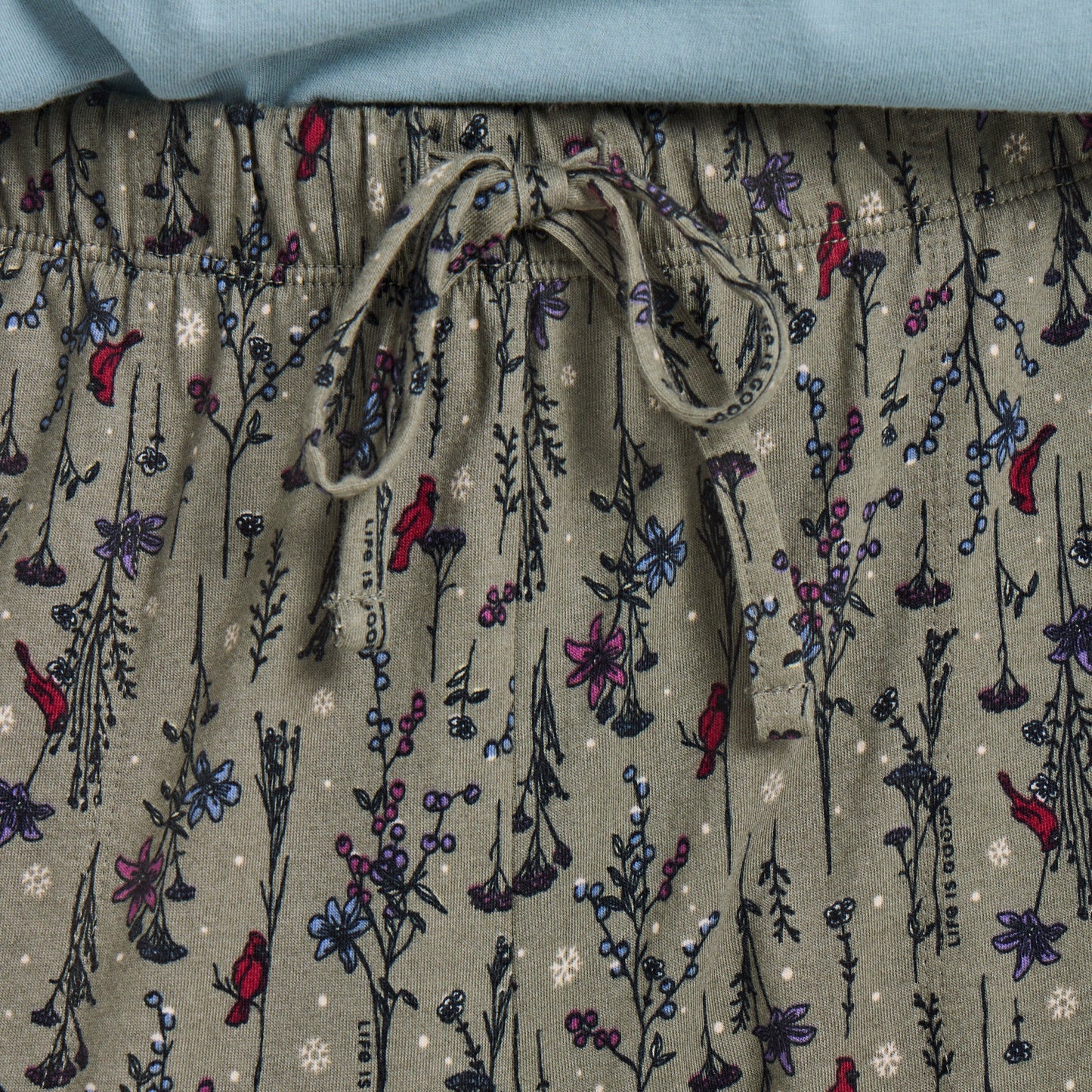 Women's Cardinal Winter Floral Pattern Snuggle Up Sleep Pant