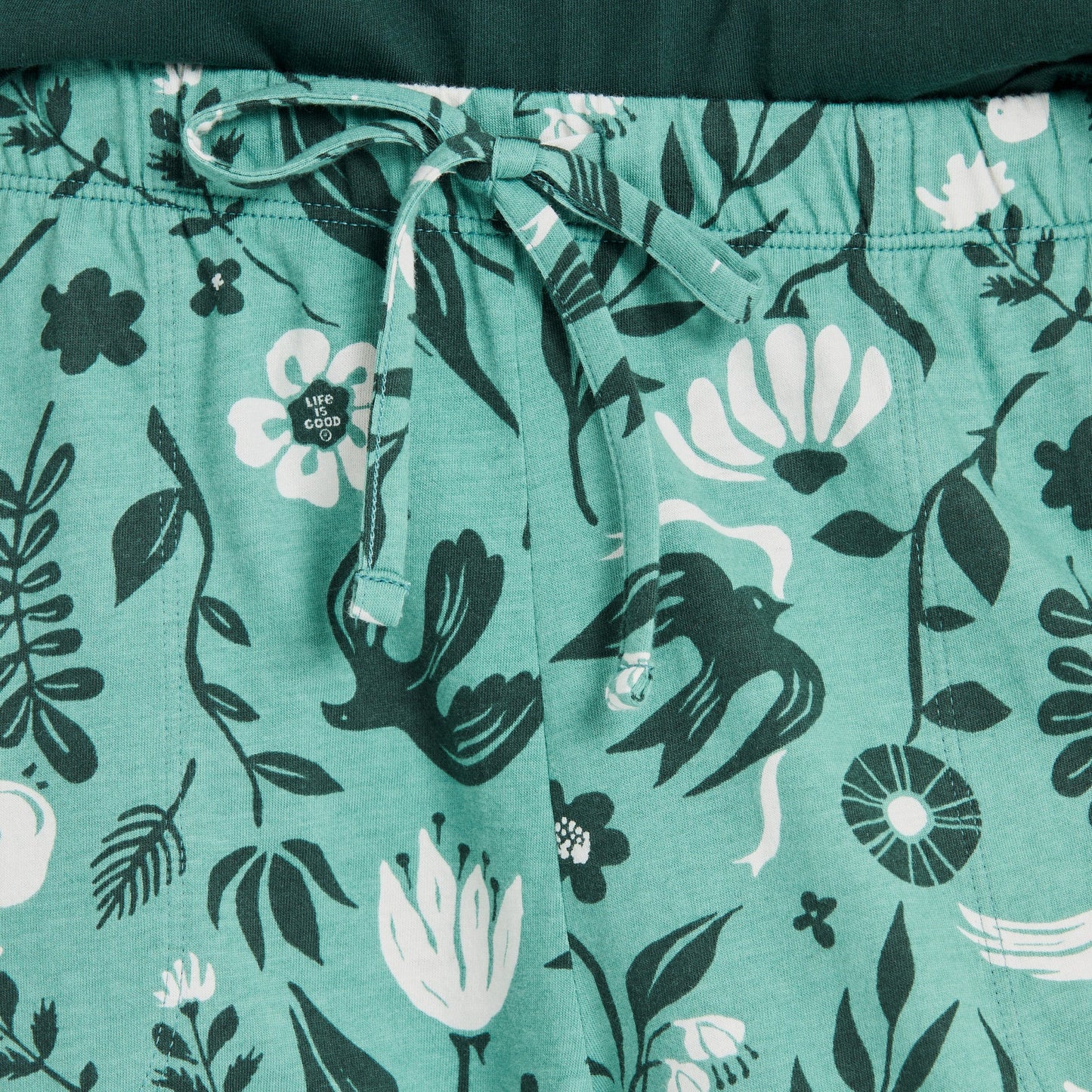 Women's Woodblock Floral and Bird Pattern Snuggle Up Sleep Jogger