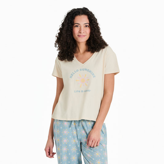Women's Smiling Hello Sunshine Snuggle Up Sleep Vee