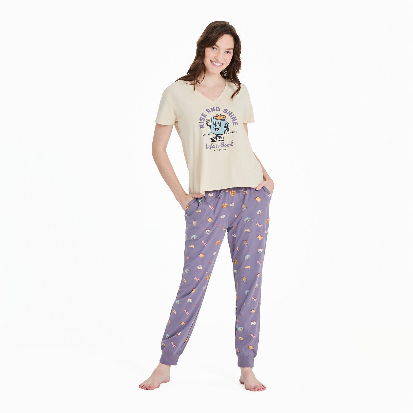 Women's Rise and Shine Coffee Snuggle Up Sleep Vee