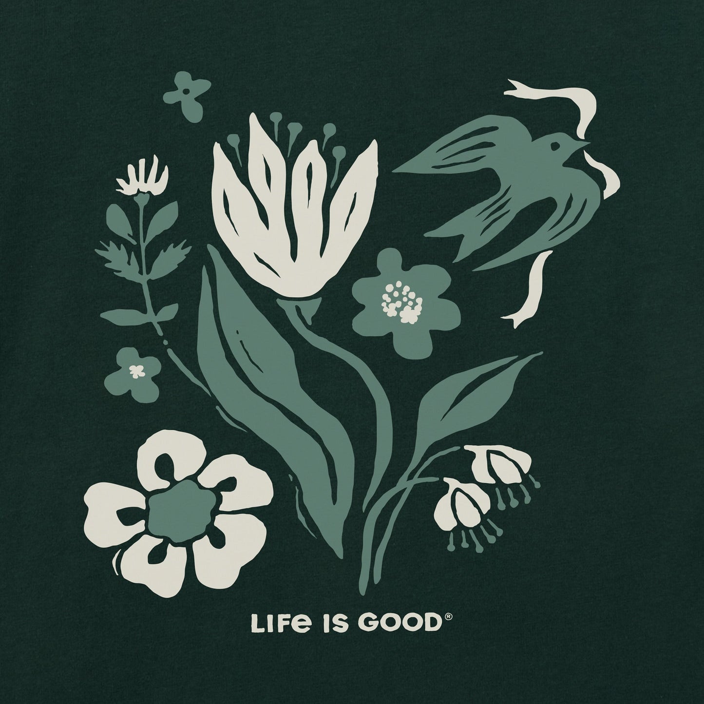 Women's Woodblock Floral and Bird Snuggle Up Sleep Vee