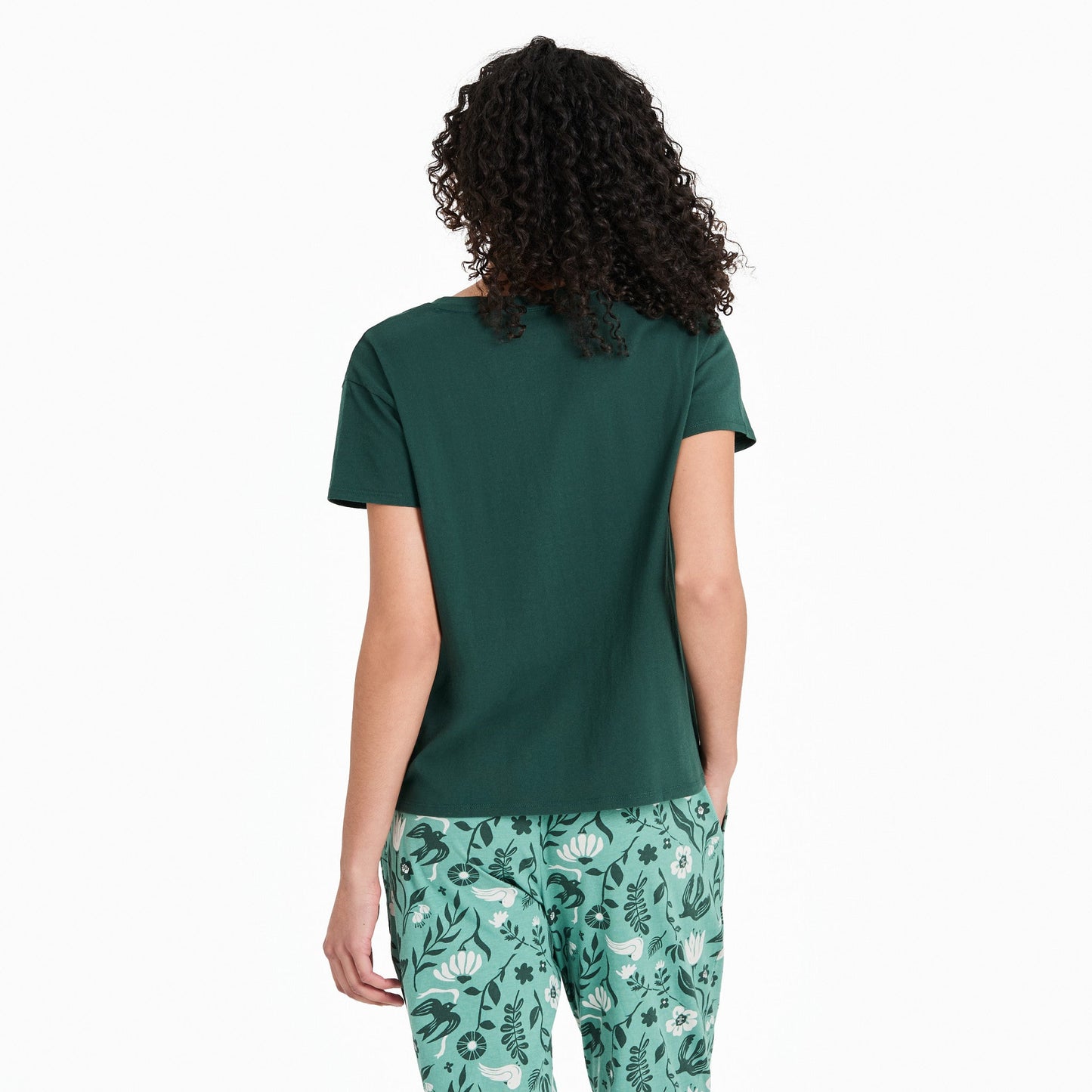 Women's Woodblock Floral and Bird Snuggle Up Sleep Vee