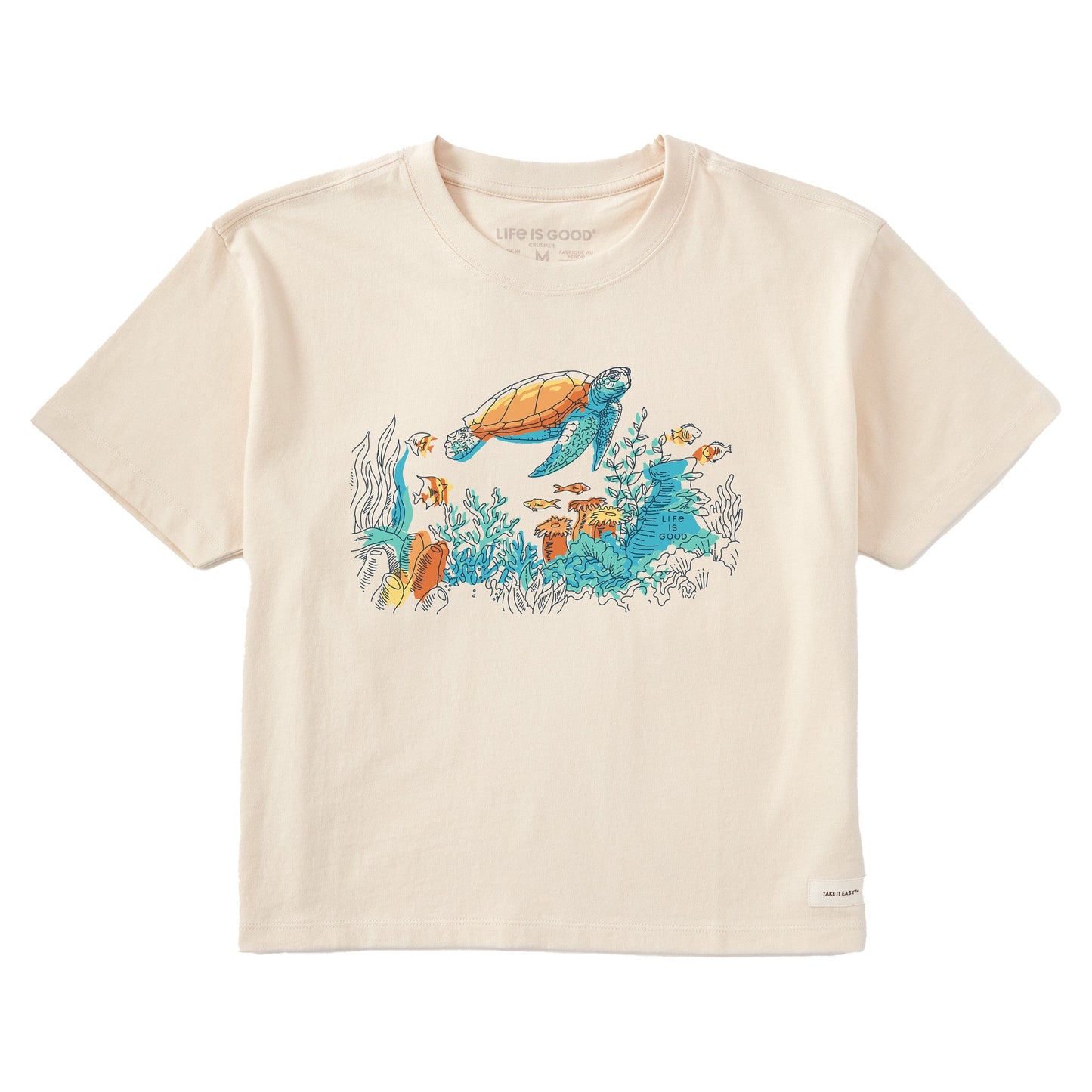 Women's Turtle Oceanscape Short Sleeve Crusher Boxy Tee