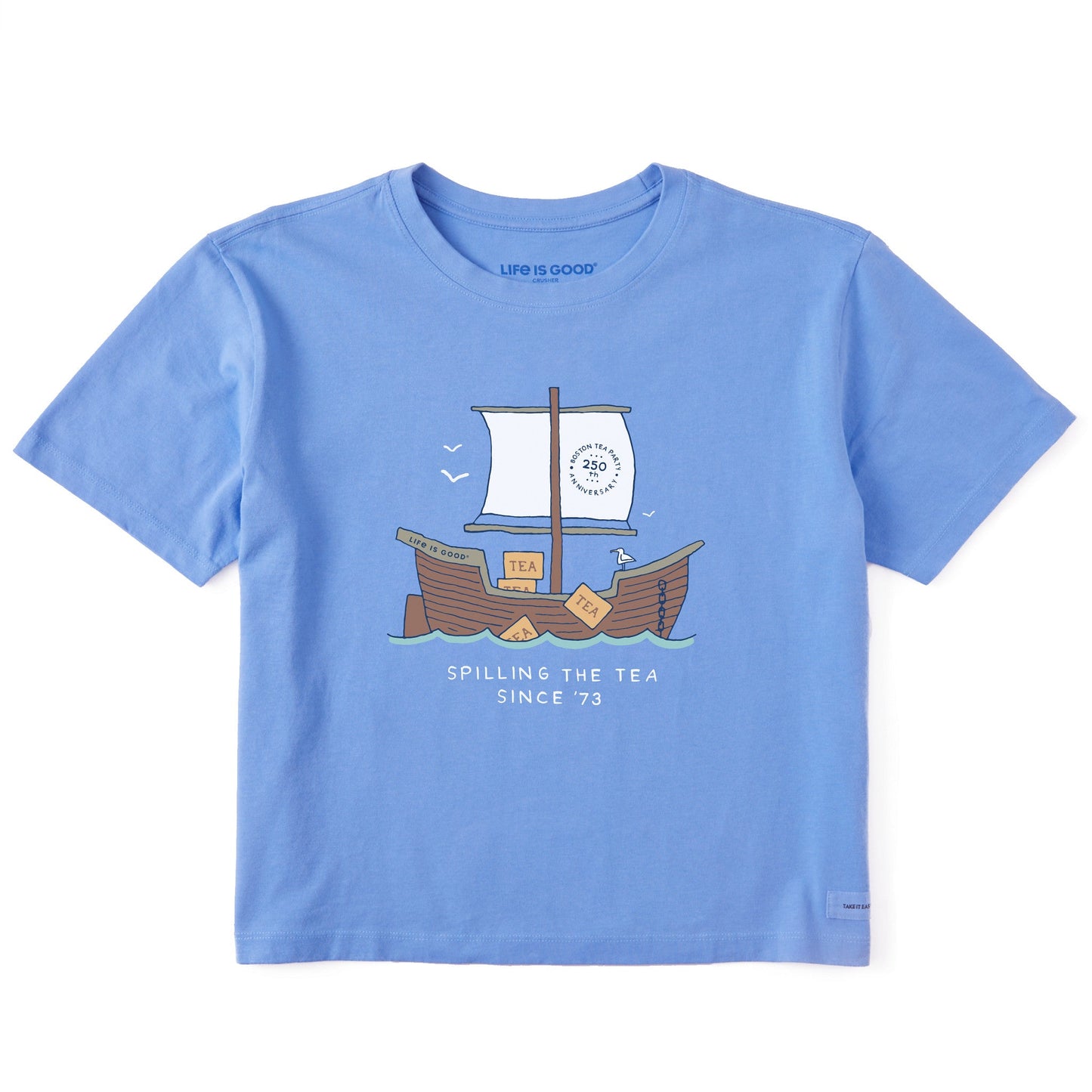 Women's Spilling the Tea Since '73 Short Sleeve Crusher Boxy Tee