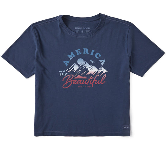 Women's America the Beautiful Mountain Short Sleeve Crusher Boxy Tee