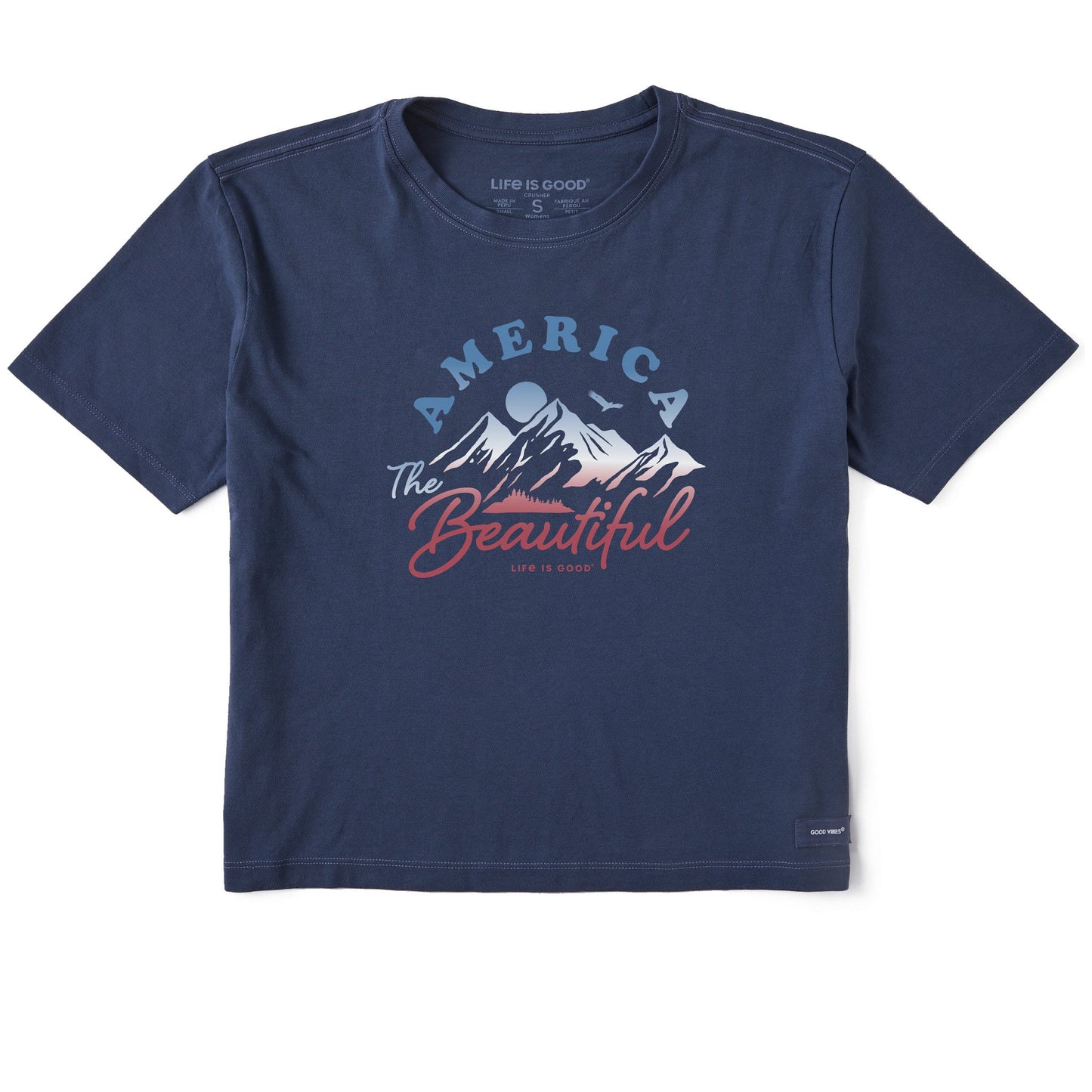 Women's America the Beautiful Mountain Short Sleeve Crusher Boxy Tee