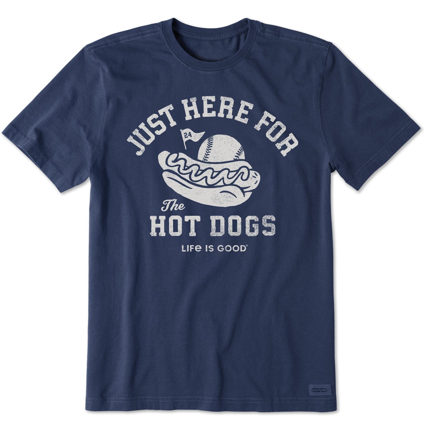 Men's Here for the Hot Dogs Baseball Short Sleeve Crusher Tee