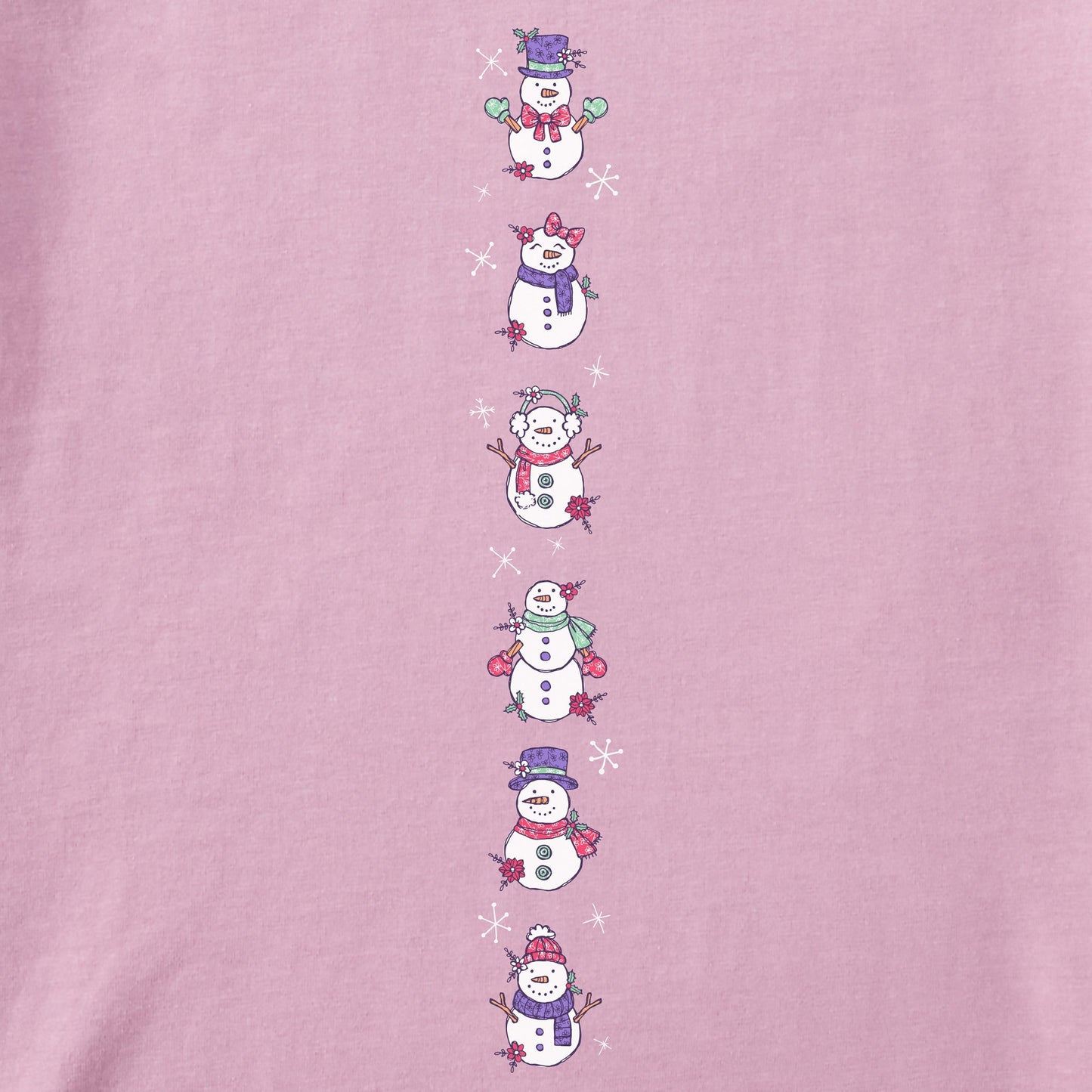 Women's Cute Snowmen Long Sleeve Crusher Tee