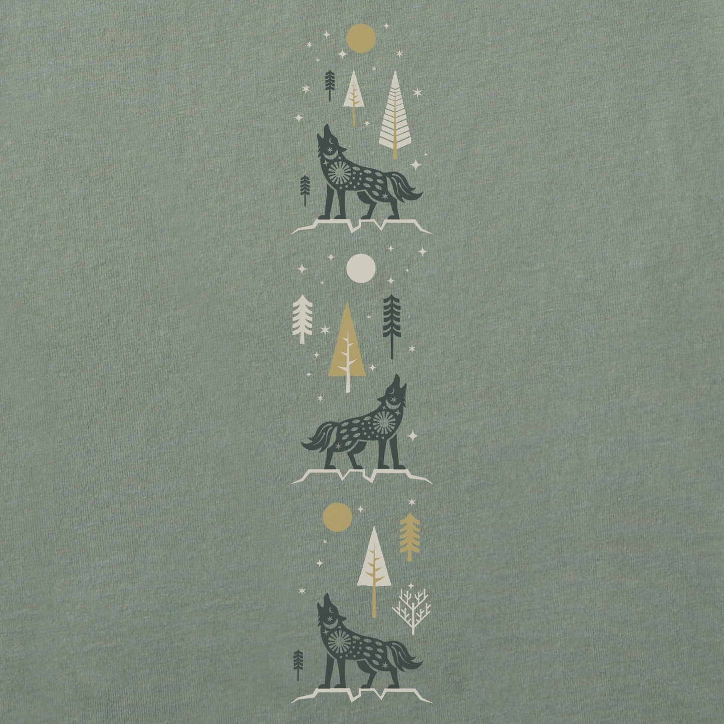 Women's Winter Wolf Scene Long Sleeve Crusher Boxy Tee