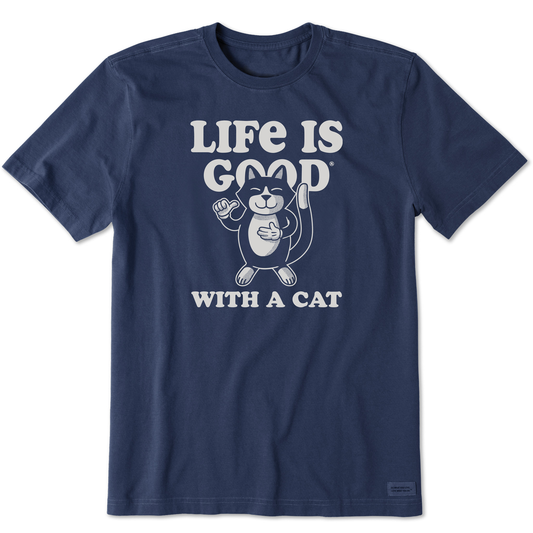 Men's Life is Good With a Cat Short Sleeve Tee