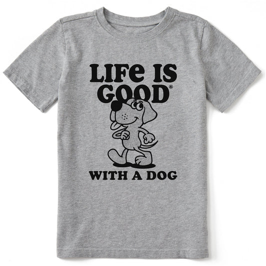 Kids Life is Good With a Dog Short Sleeve Crusher Tee
