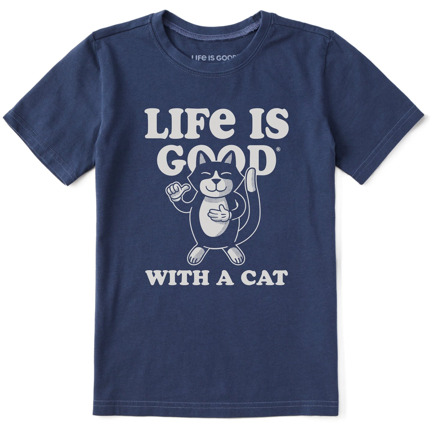 Kids Life is Good With a Cat Short Sleeve Crusher Tee