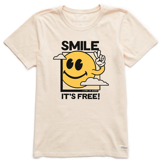 Women's Smile It's Free! Clouds Short Sleeve Crusher Tee