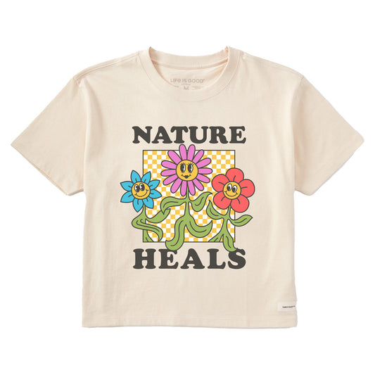 Women's Nature Heals Fun Flowers Short Sleeve Crusher Boxy Tee
