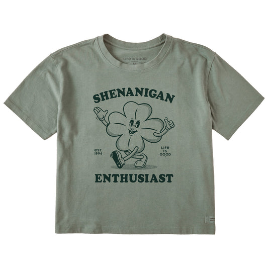 Women's Shenanigan Enthusiast Clover Short Sleeve Crusher Boxy Tee