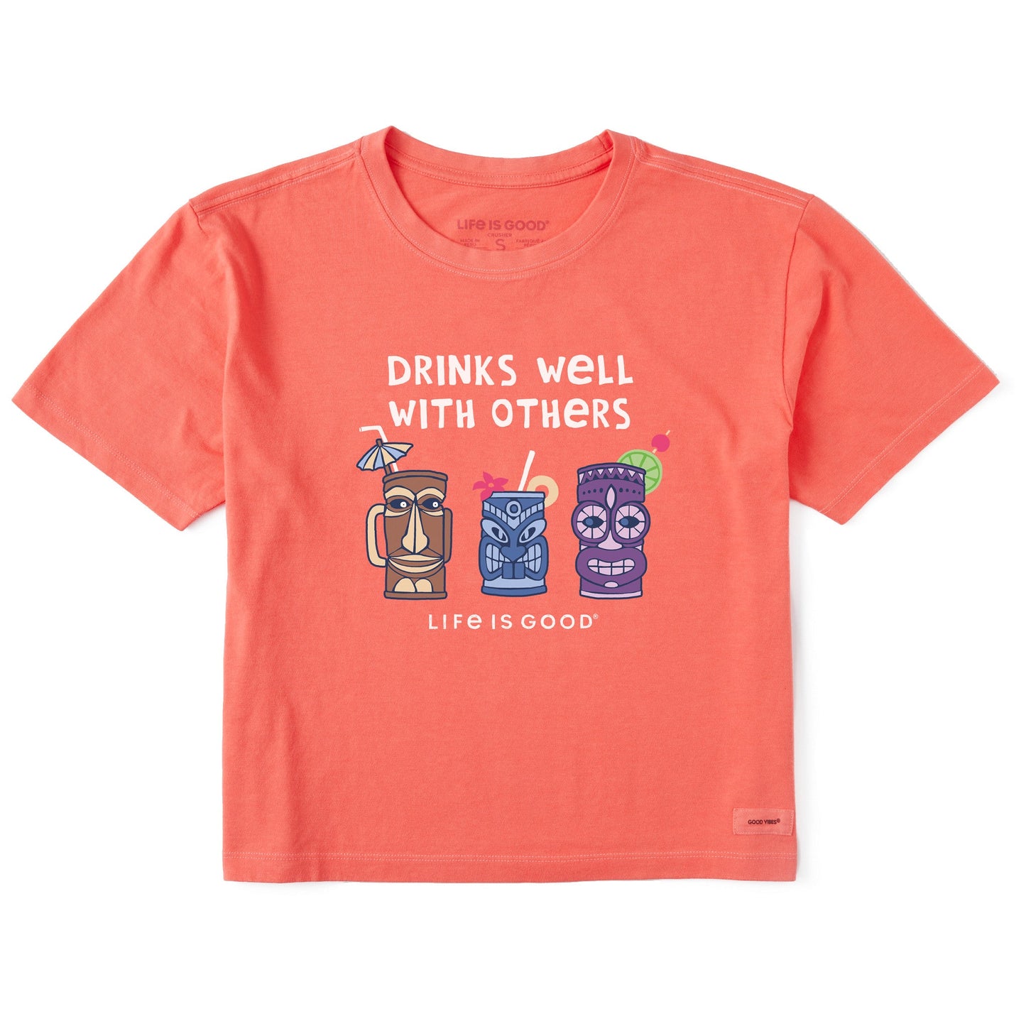 Women's Tiki Drinks Well Short Sleeve Crusher Boxy Tee
