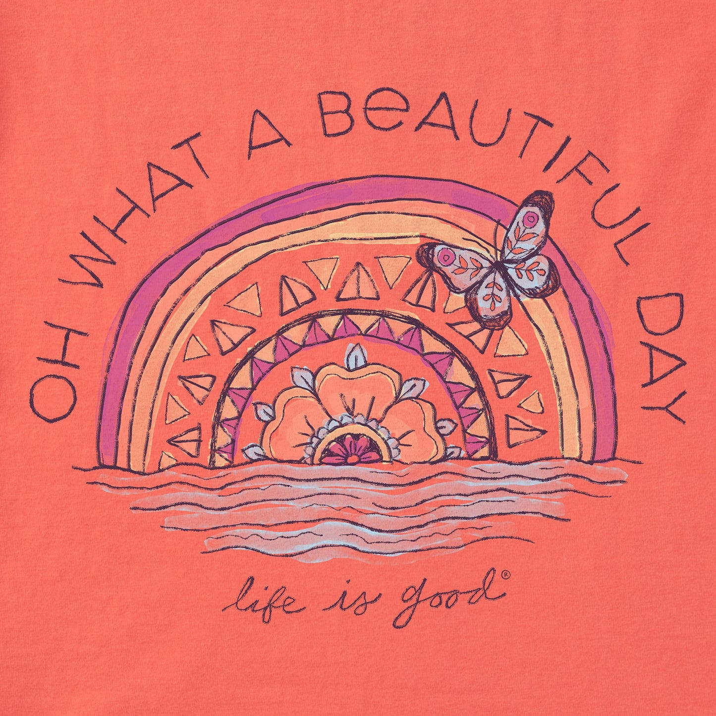 Women's Beautiful Day Butterfly Rainbow Short Sleeve Crusher Boxy Tee