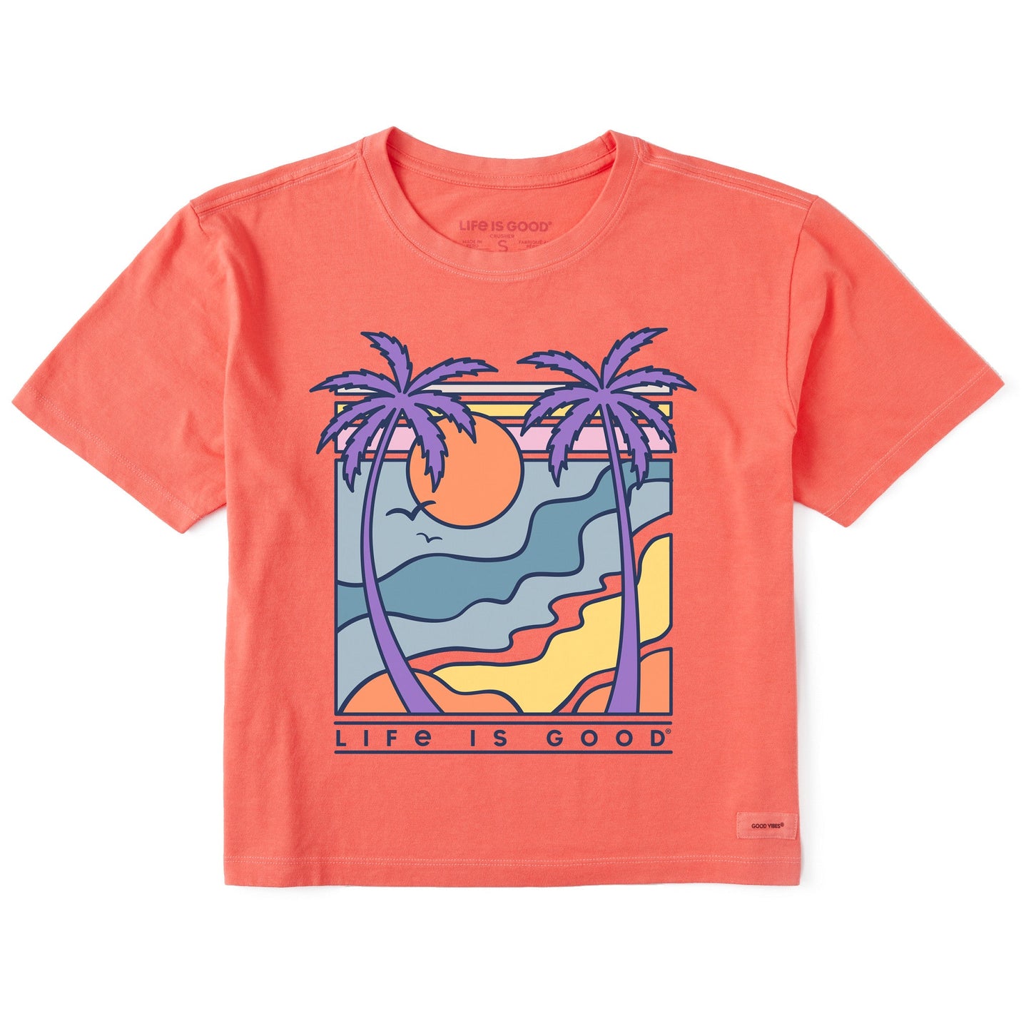 Women's Retro Palms Scene Short Sleeve Crusher Boxy Tee