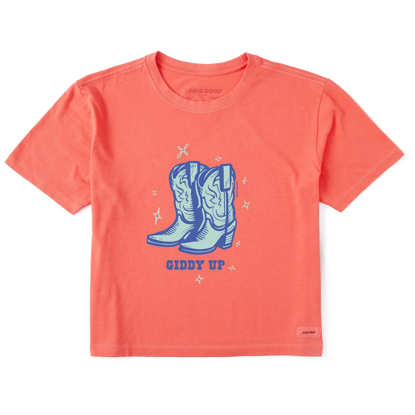 Women's Cowboy Boots Giddy Up Short Sleeve Crusher Boxy Tee
