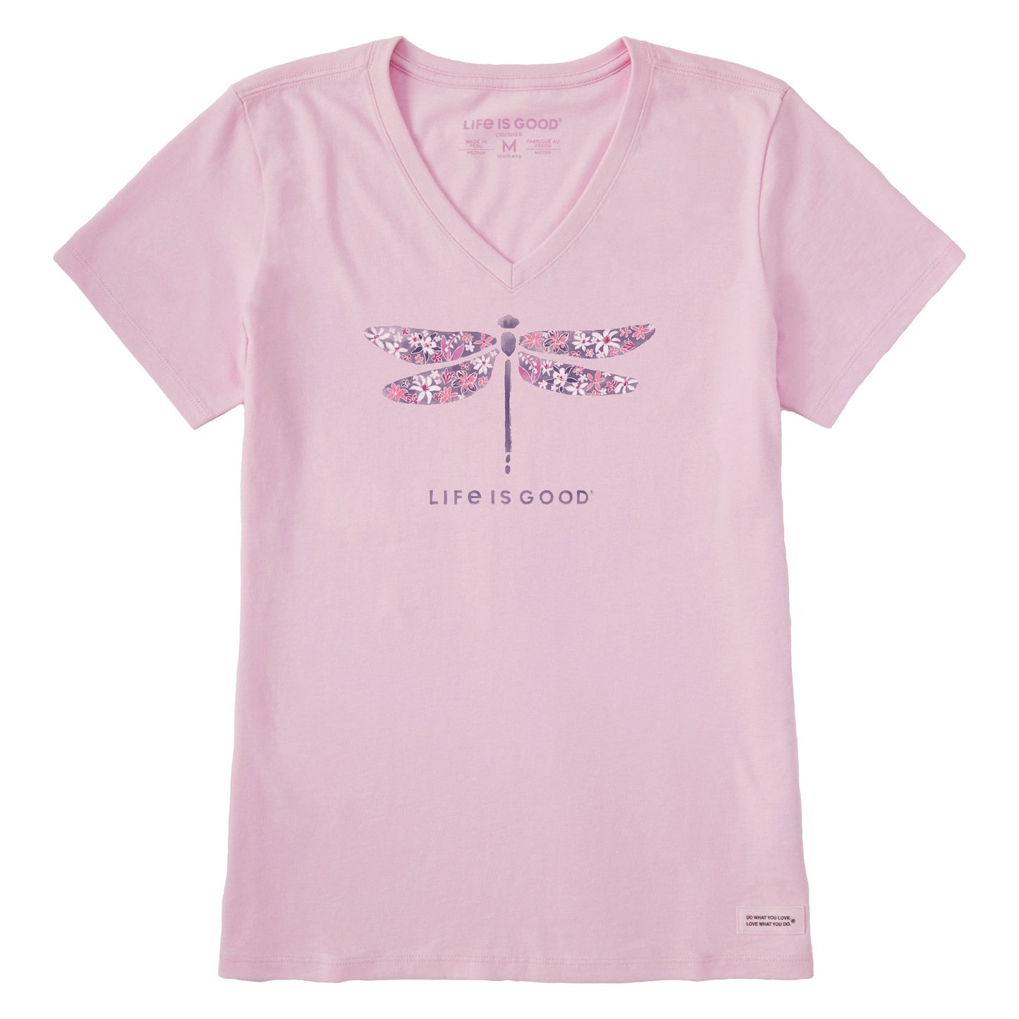 Women's Wildflower Dragonfly Short Sleeve Vee