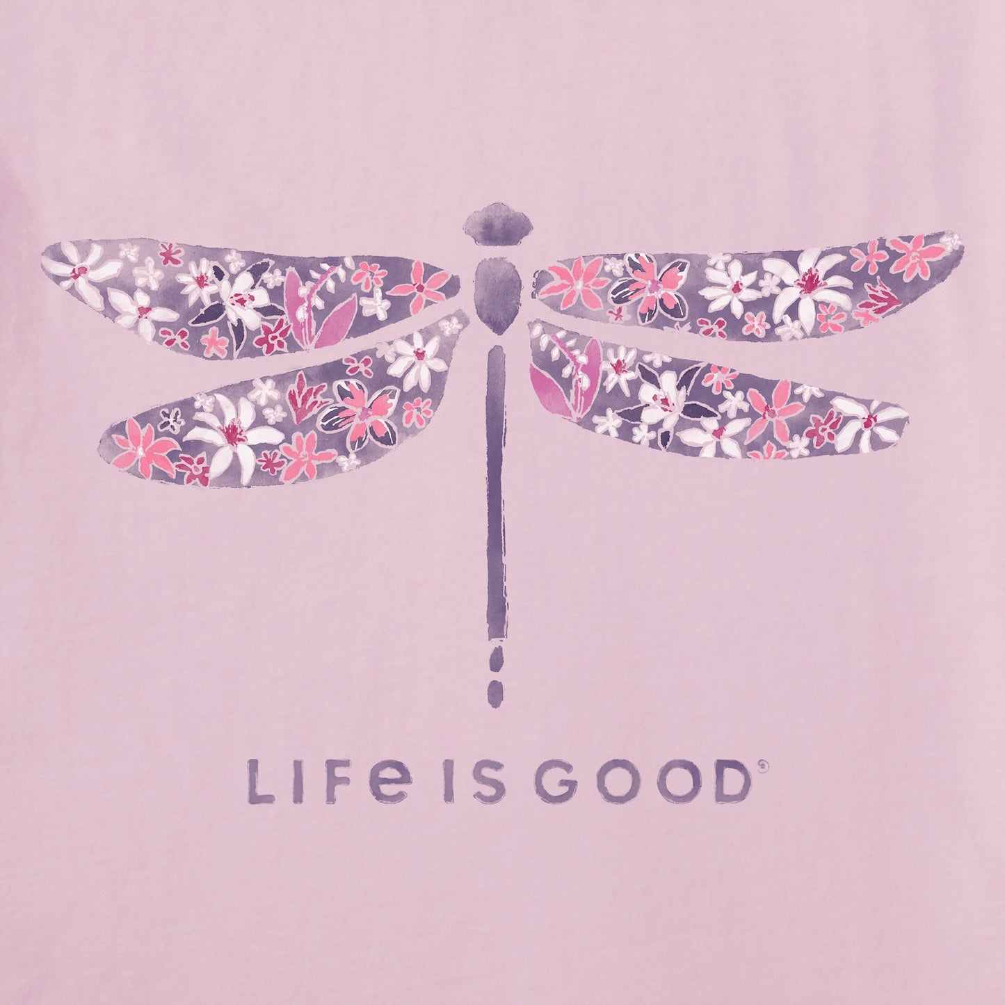 Women's Wildflower Dragonfly Short Sleeve Vee