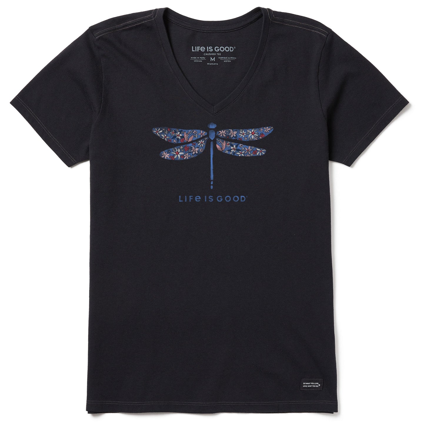 Women's Wildflower Dragonfly Short Sleeve Vee