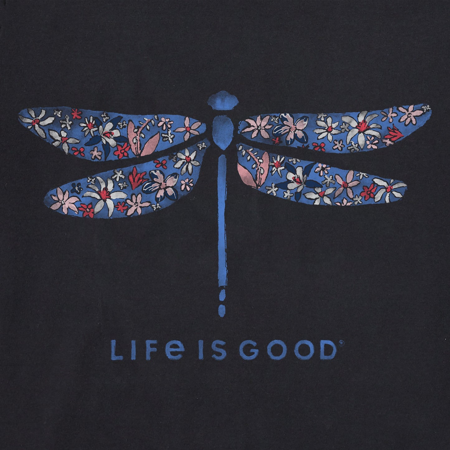 Women's Wildflower Dragonfly Short Sleeve Vee