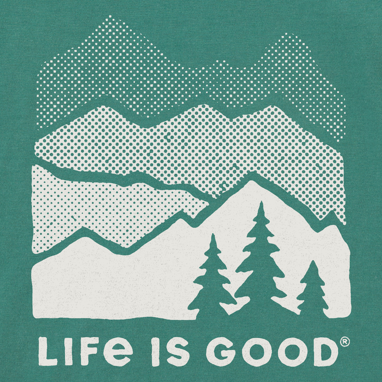 Men's Life is Good Halftone Mountains Short Sleeve Crusher Tee