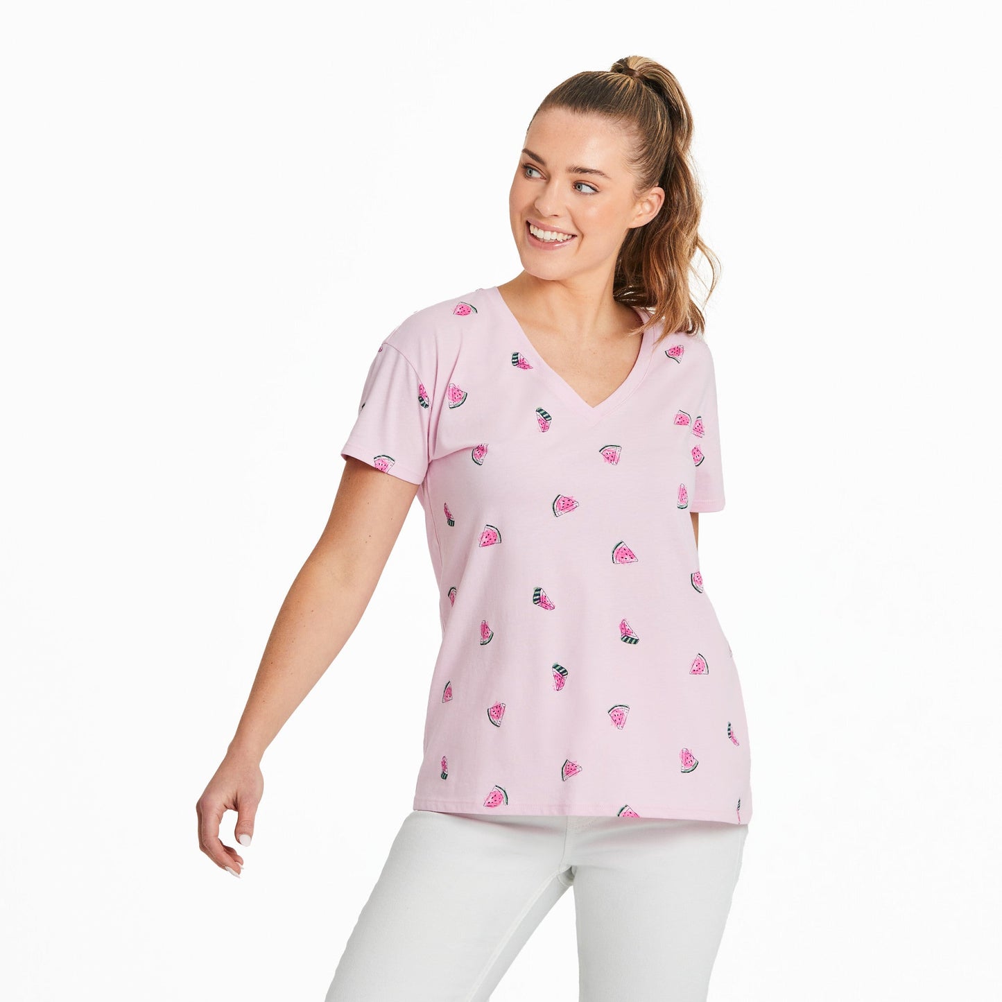 Women's Watermelon Slice Pattern Crusher-LITE Easy Vee
