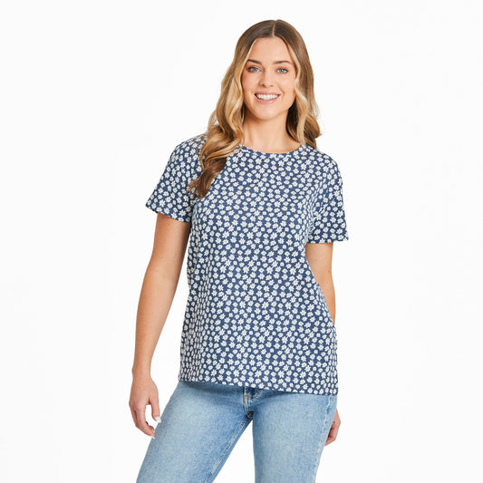 Women's Playful Daisy Pattern Crusher-LITE Easy Tee