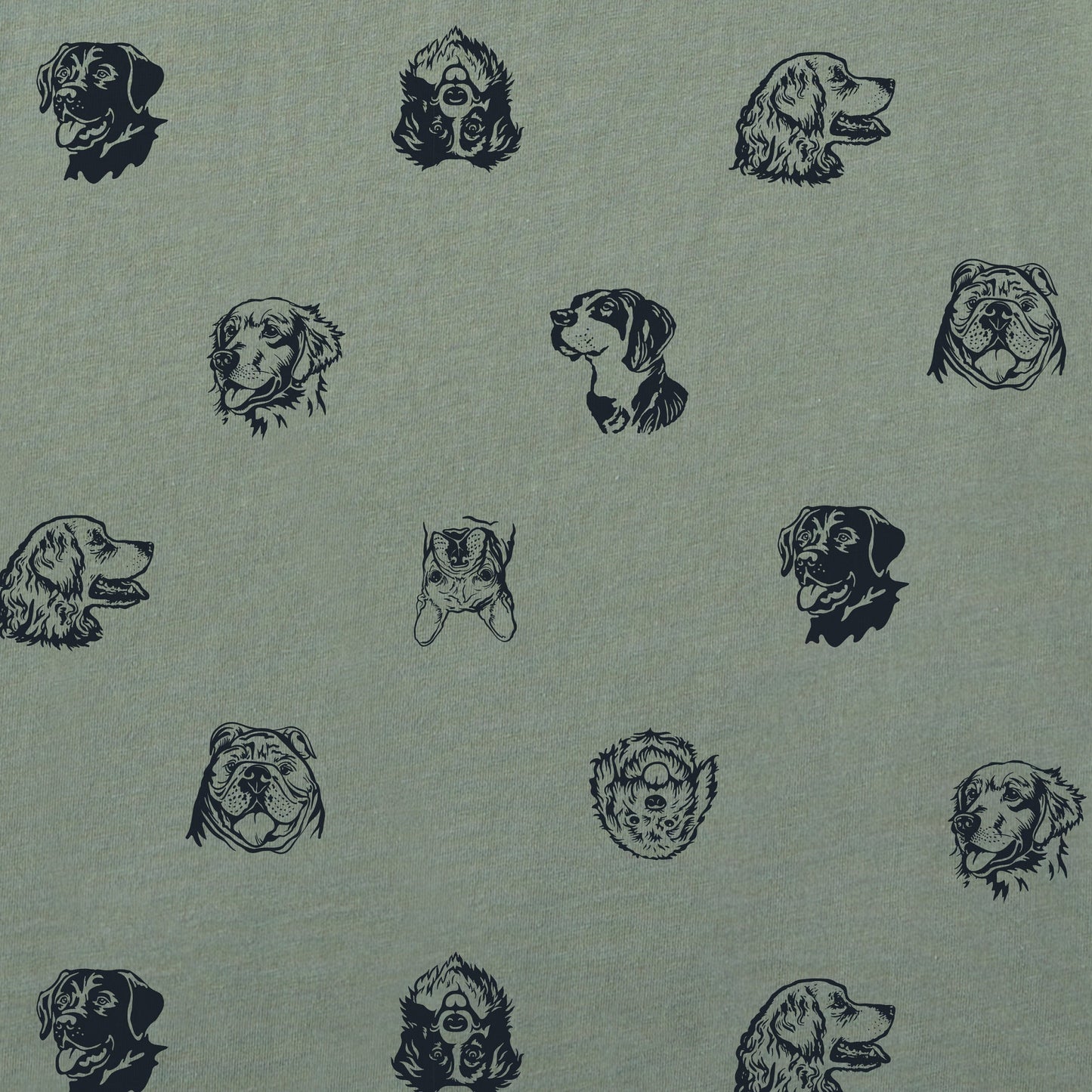 Women's Dog Portrait Pattern Short Sleeve Crusher Boxy Tee