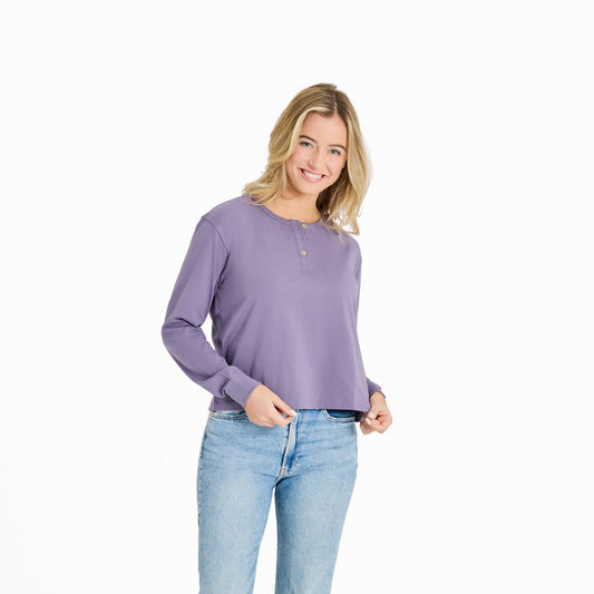 Women's Solid Crusher Boxy Henley