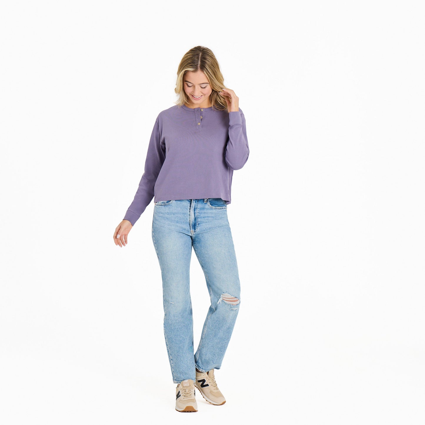 Women's Solid Crusher Boxy Henley