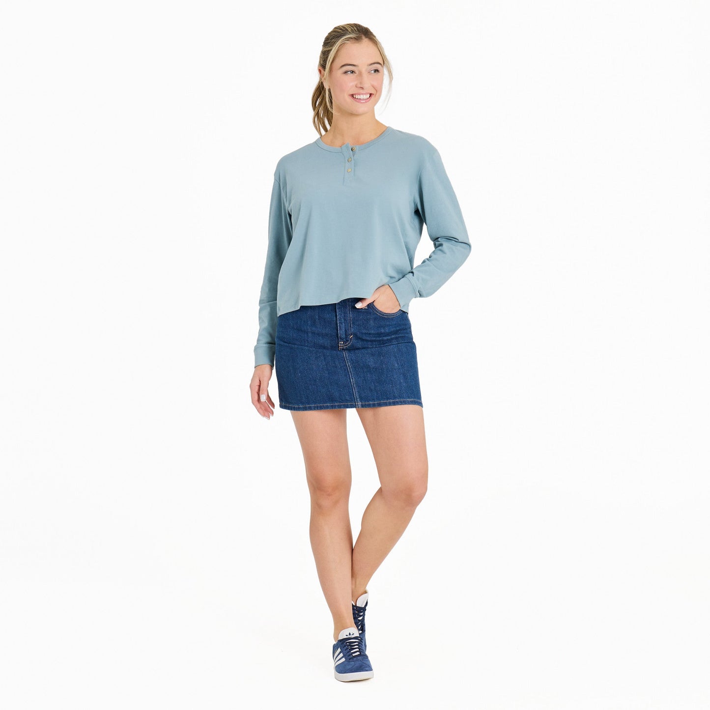Women's Solid Crusher Boxy Henley