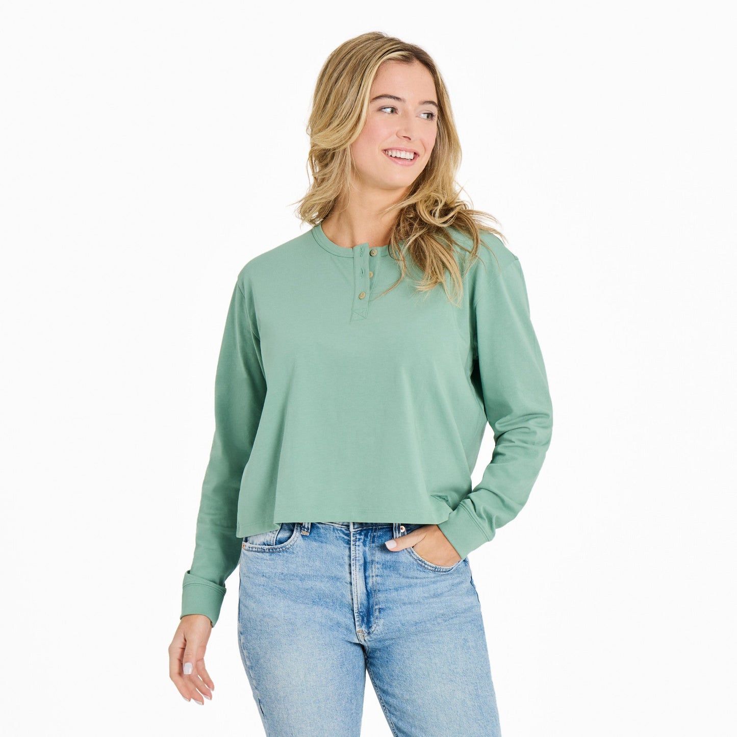 Women's Solid Crusher Boxy Henley
