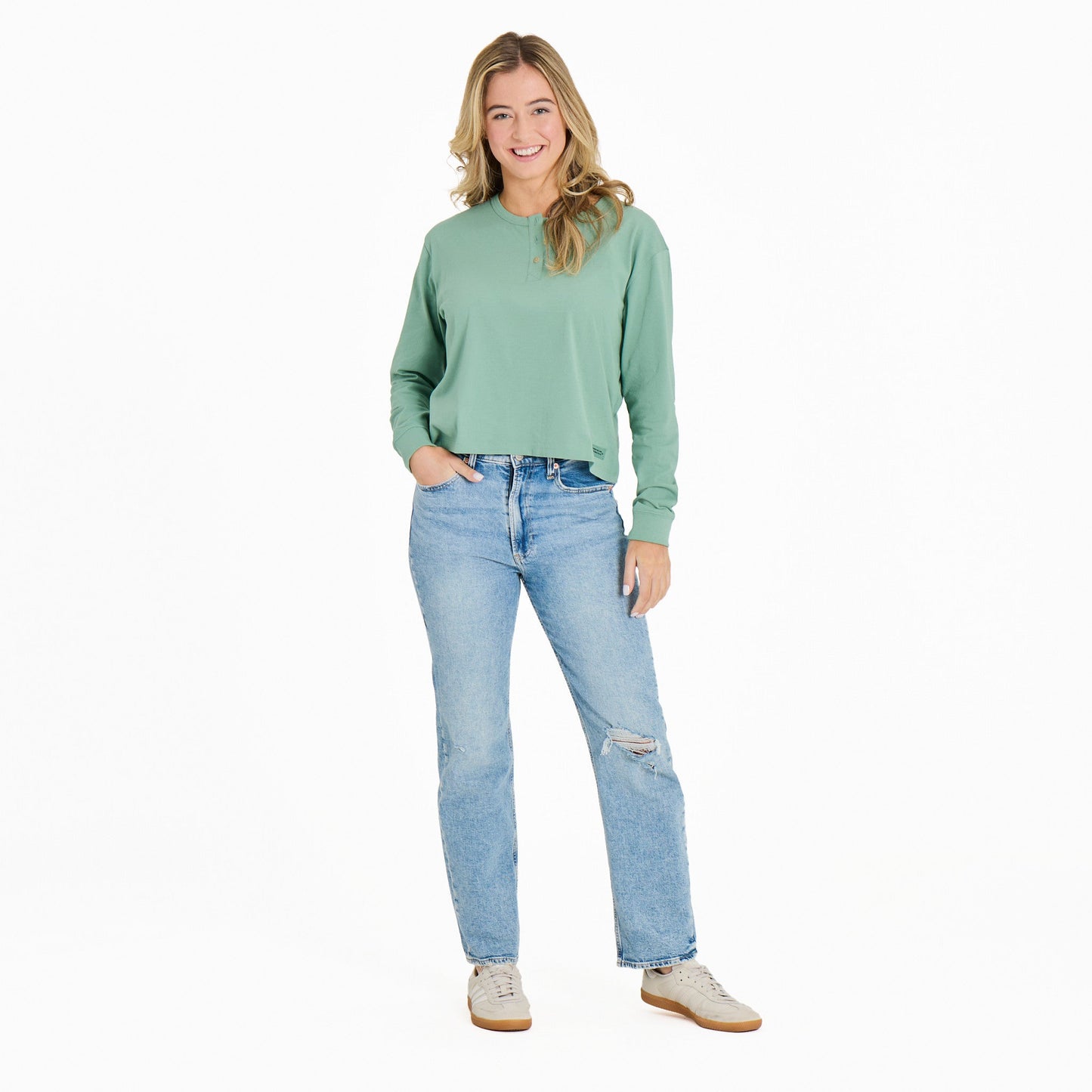 Women's Solid Crusher Boxy Henley
