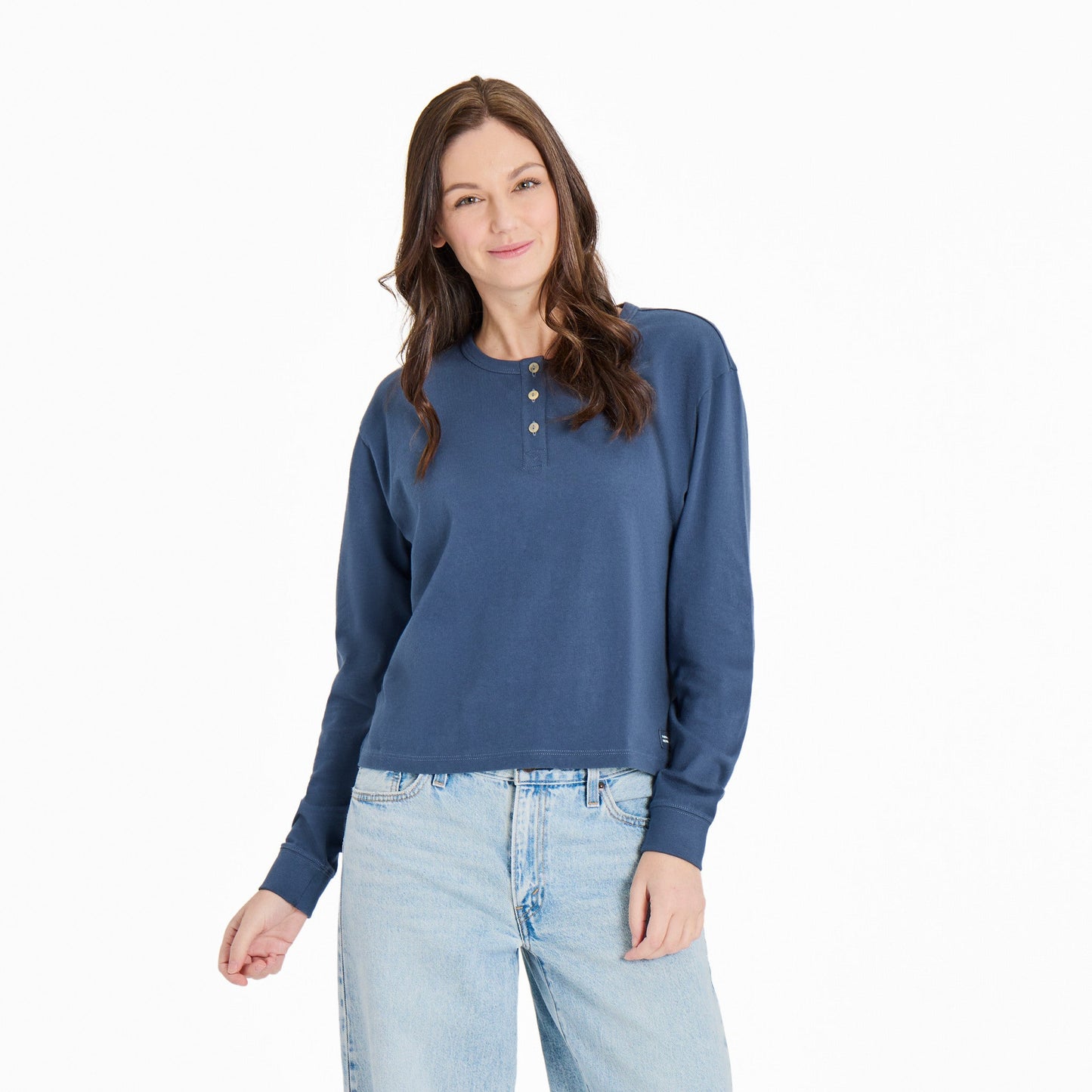 Women's Solid Crusher Boxy Henley