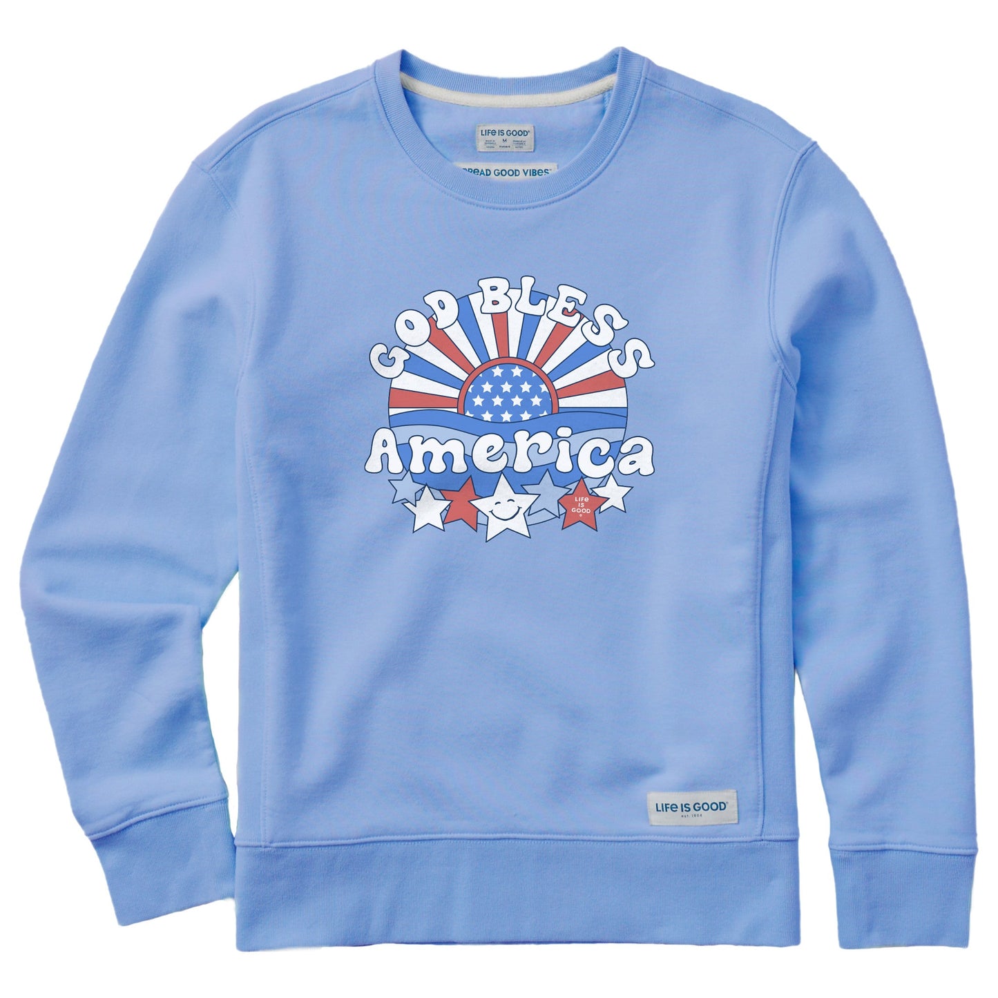 Women's God Bless America Simply True Fleece Crew