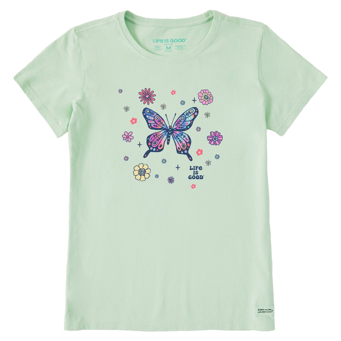 Women's Tie Dye Retro Butterfly Flowers Short Sleeve Tee