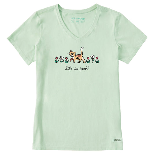 Women's Al with Flowers Short Sleeve Crusher Vee