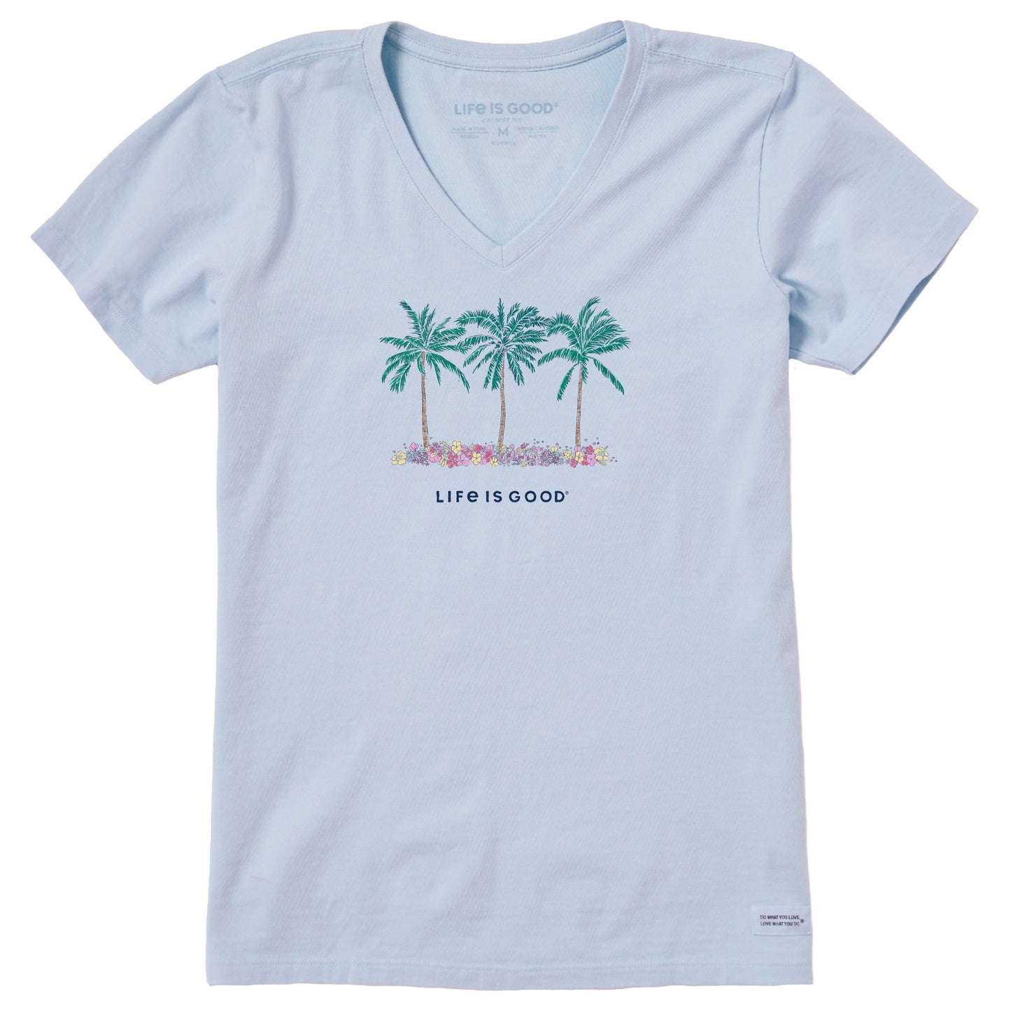 Women's Cool Palm Flowers Short Sleeve Vee